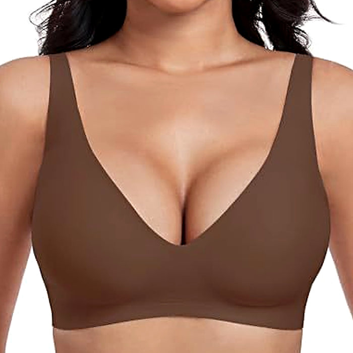 Wireless Comfy Push Up Bra — Brown